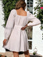 U-Neck Tie Waist Detail Long Sleeve Tunic Dress