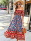 Multicolor Off-Shoulder Bohemian Dress