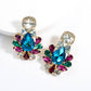 Large Geometric Crystals Hanging Earring Stud