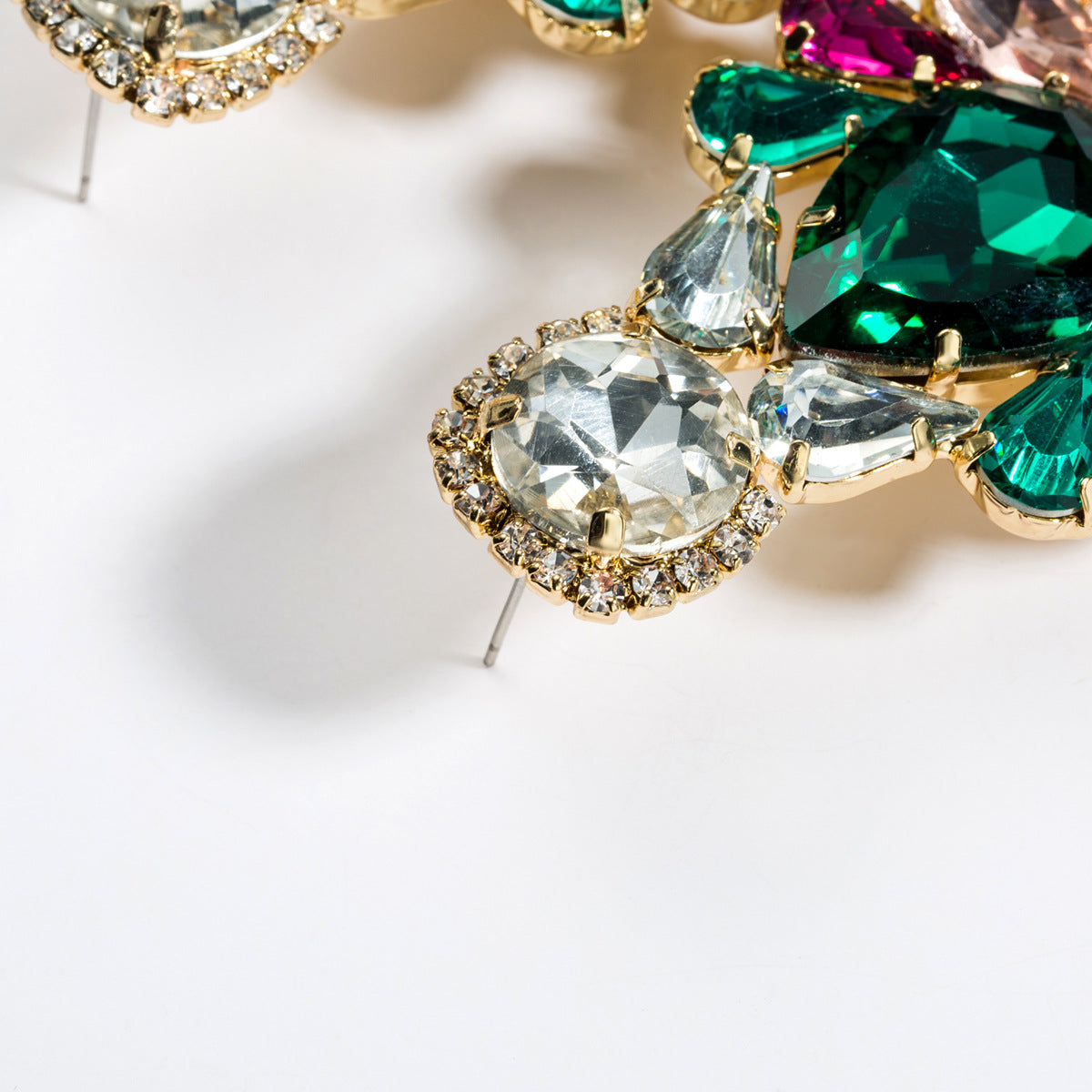 Large Geometric Crystals Hanging Earring Stud