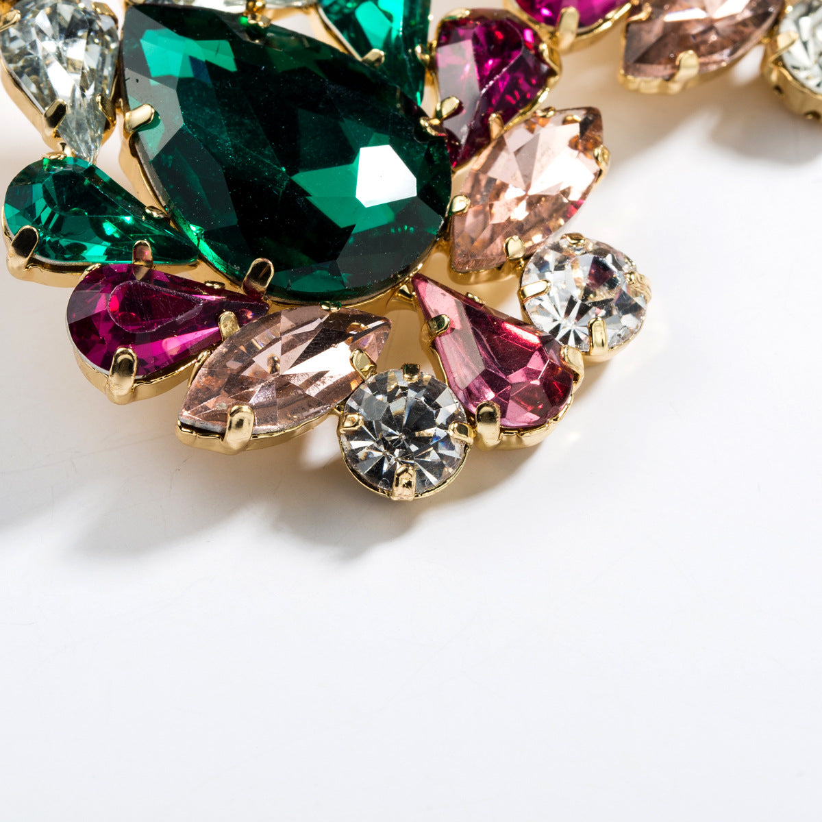 Large Geometric Crystals Hanging Earring Stud