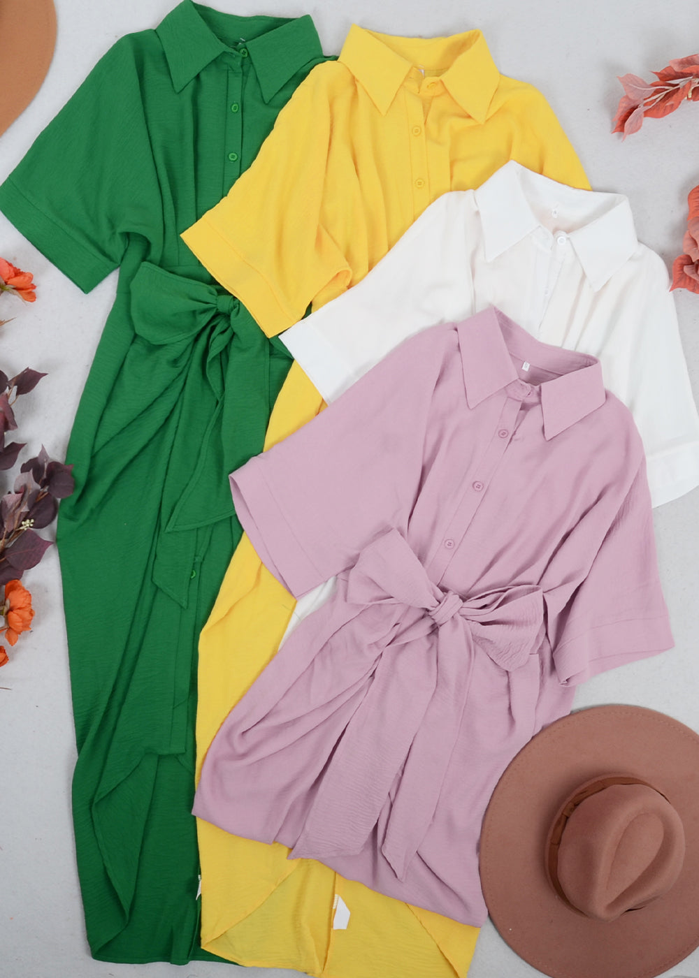 Ruched Collared Shirt Dress