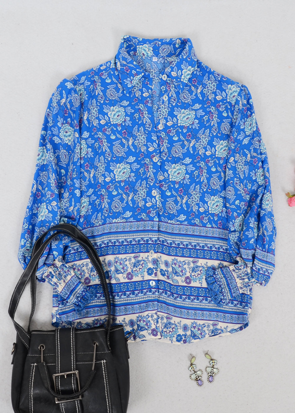 Oriental Floral Collared Shirt