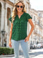 Split V Neck Flutter Sleeve Blouse