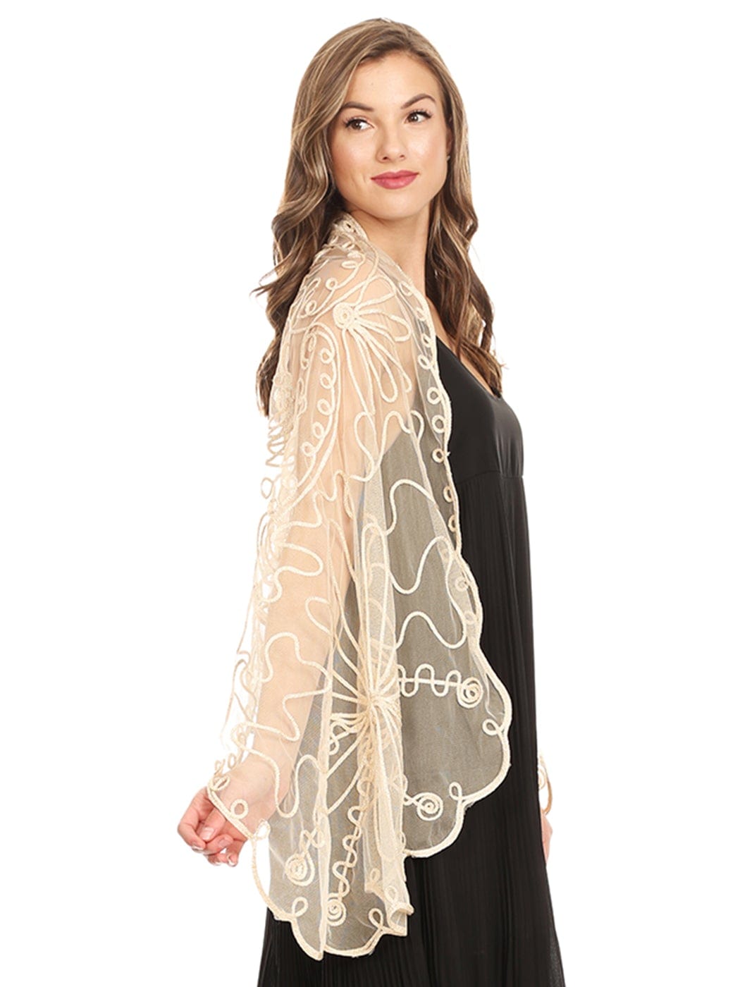 Sequin Evening Deco Shawl Cape