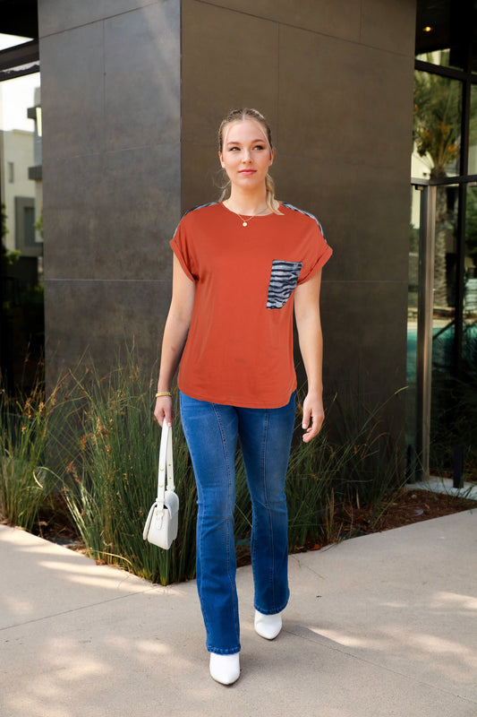 Zebra Print Two Tone Tee