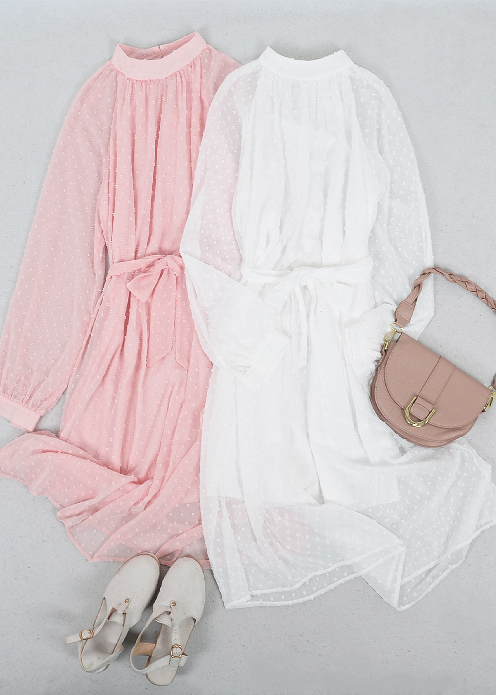 High Neck Swiss Dot Dress