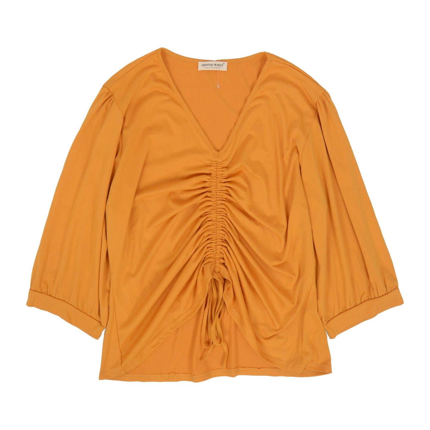 Plus Ruched Front Peasant Sleeve Blouse