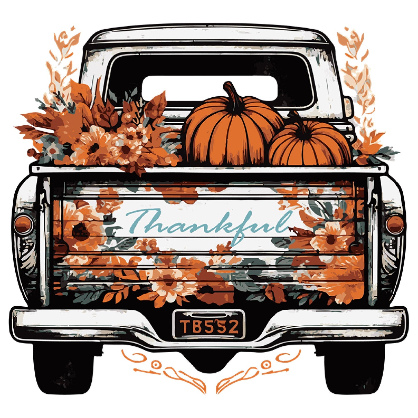 Country Girl Retro Autumn Truck Tee - Rustic Truck, Pumpkin, Autumn Leaves, Country, Boho