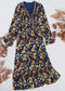 Shirred Surplice Neck Floral Dress