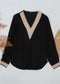 Crochet Detail V Neck Sweater
