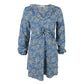 Anna-Kaci Floral Print V Neck Long Sleeve Ruffle Detail Dress for Women