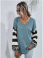 Striped and Leopard Pattern Contrast Sweater