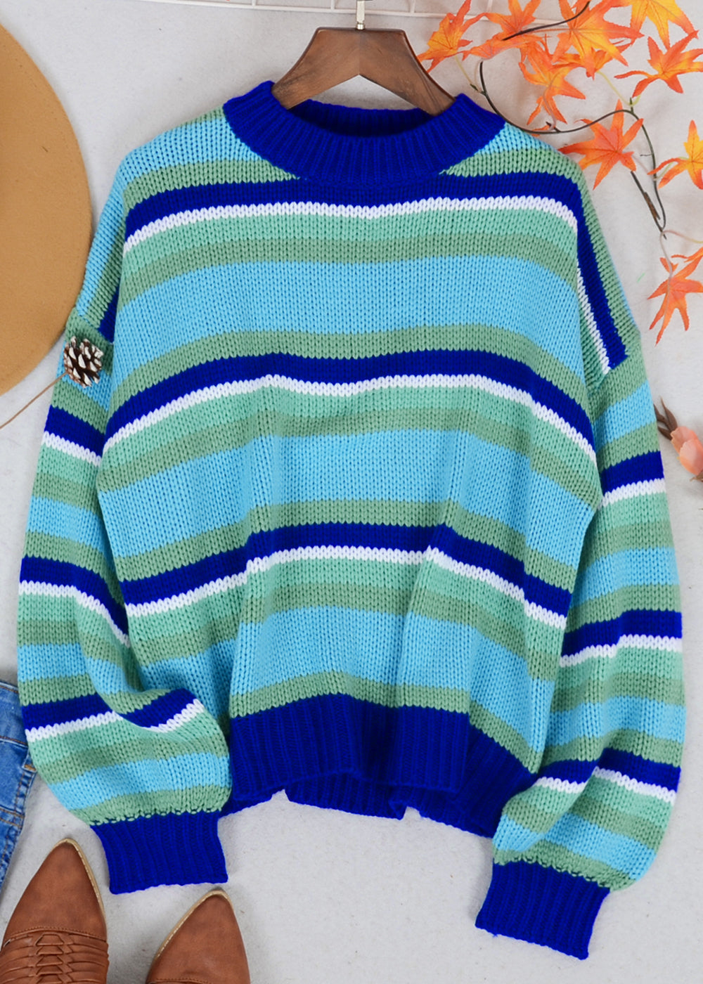 Round Neck Retro Striped Sweater