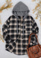 Contrast Hood Plaid Shacket