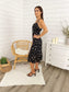 Black Floral String Tie Strap Midi Dress