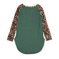Anna-Kaci Leopard Print Long Sleeve Color Block Oversized Tee for Women Large 8-10 / Green
