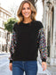 Sparkle Sequin Tops Sweatshirt Long Lantern Sleeve Pullover