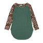 Anna-Kaci Leopard Print Long Sleeve Color Block Oversized Tee for Women