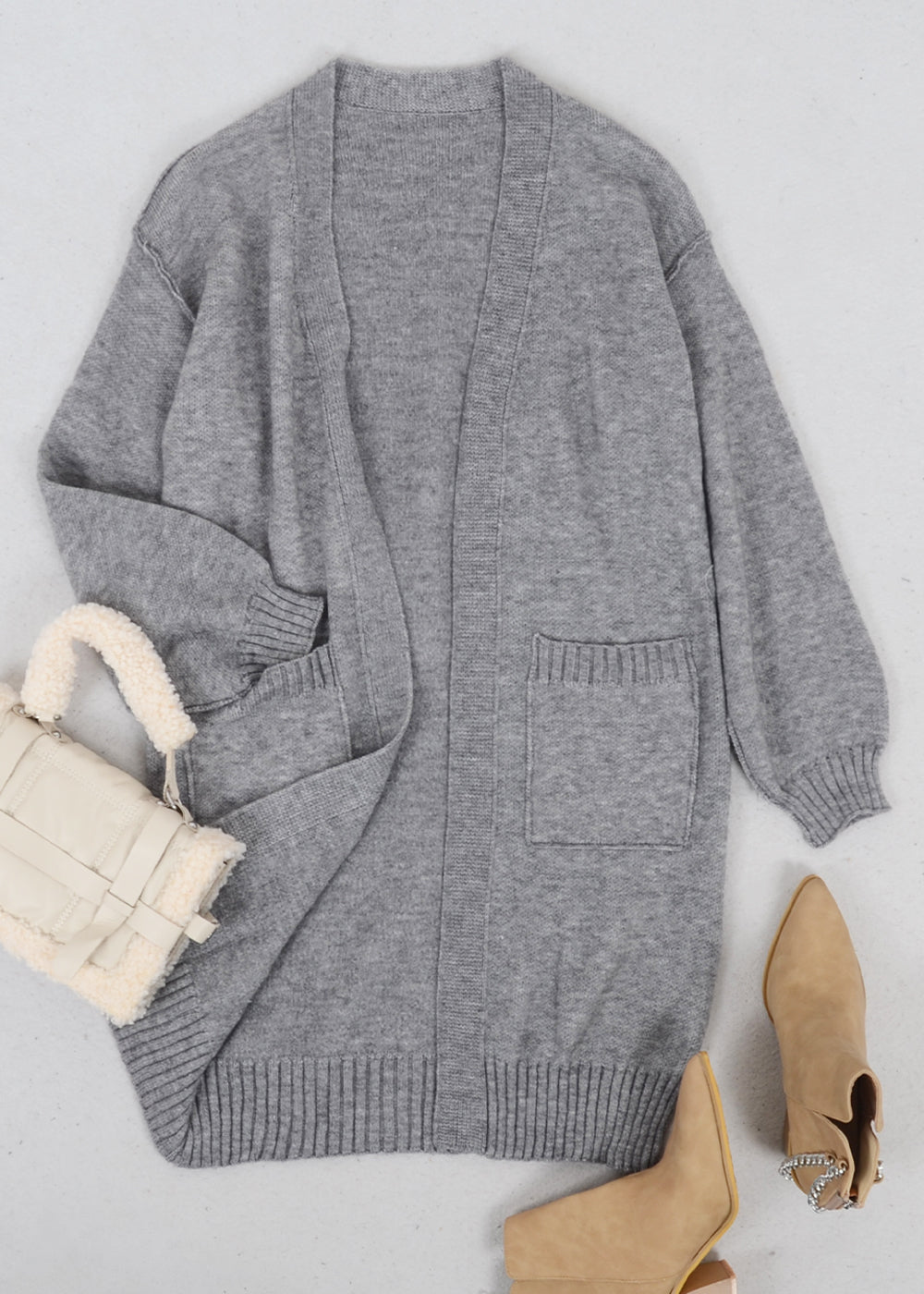 Long Sleeve Overcoat Sweater Open Front Cardi