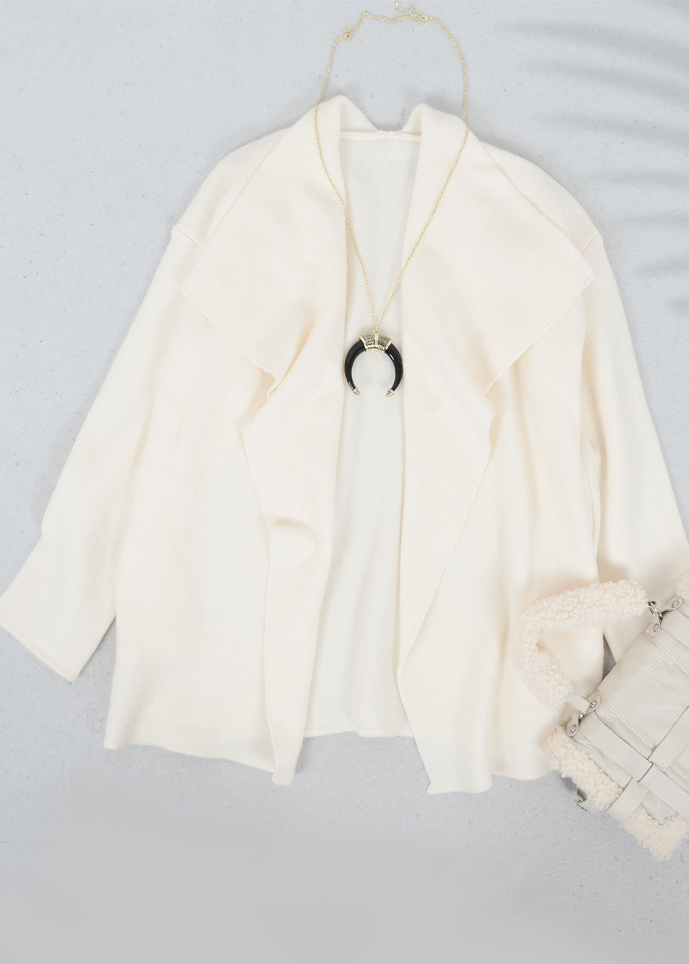 Open Front Wide Lapel Waterfall Relaxed Cardi