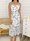 Adjustable Strap Floral Print Midi Dress