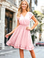 Swiss Dot Shirred Waist Ruffle Dress