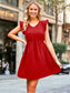 Swiss Dot Ruffle Shoulder Dress