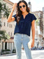 Split V Neck Flutter Sleeve Blouse