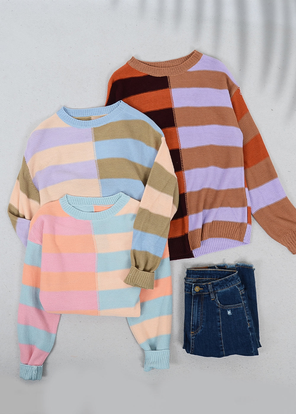 Color Block Drop Shoulder Sweater