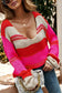 V Neck Color Block Textured Sweater