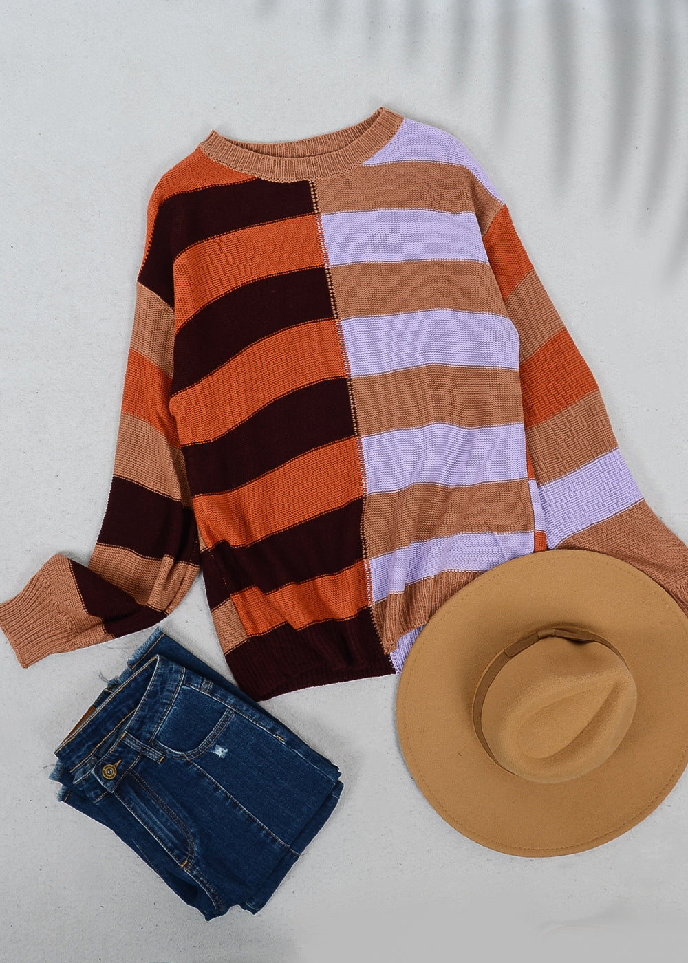 Color Block Drop Shoulder Sweater