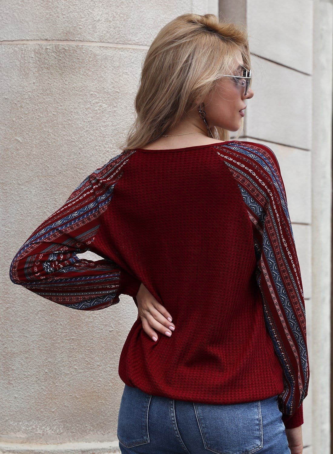 Two Tone Surplice V Neck Sweater