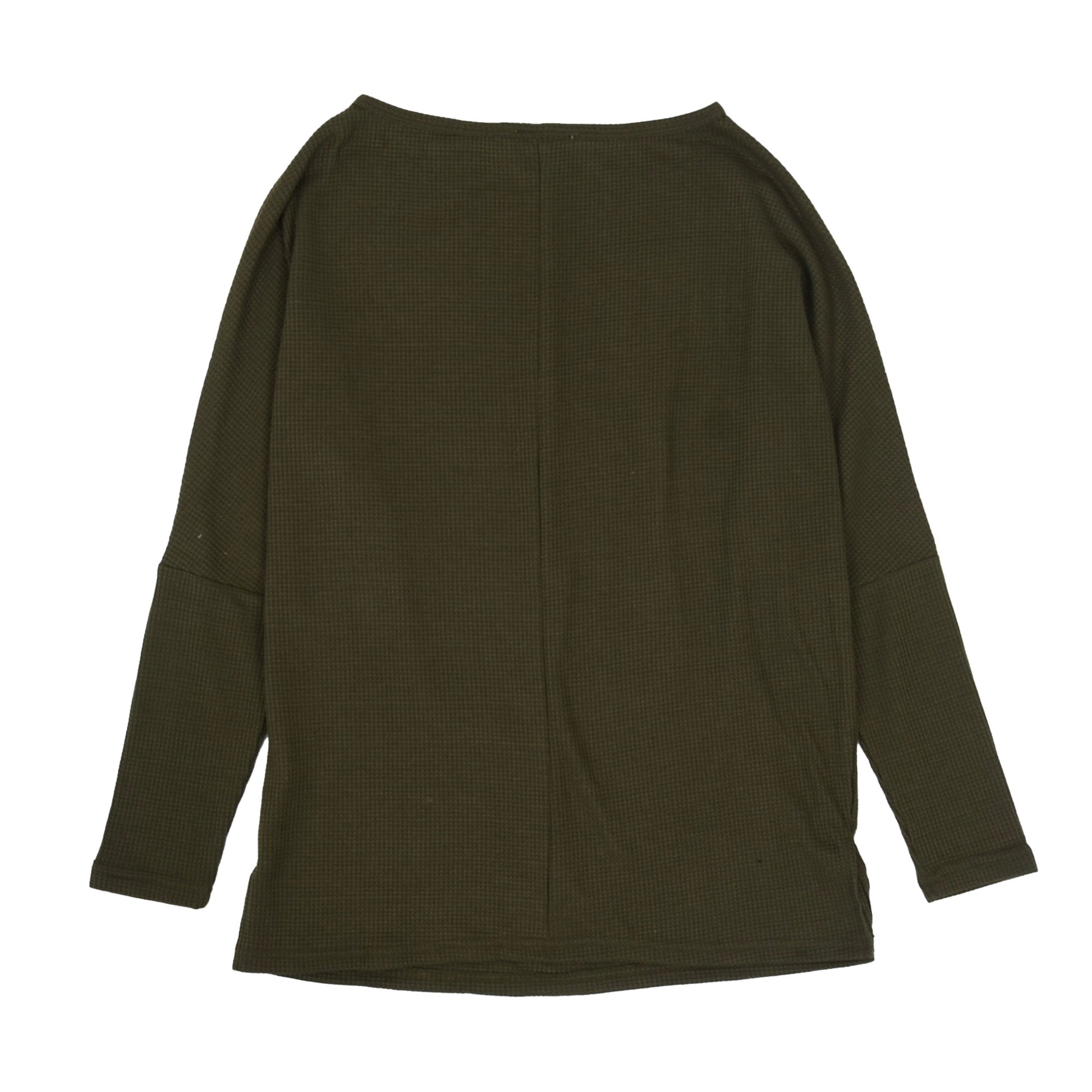 Anna-Kaci Waffle Knit Off Shoulder Oversized Long Sleeve Sweater for Women Large 8-10 / Dark Green