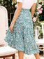 Floral Asymmetrical Hem Tiered Skirt