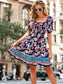 Square Neck Multicolor Floral Dress