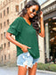 V Neck Double Puff Sleeve Blouse