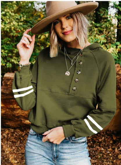 Button Front Detail Hoodie