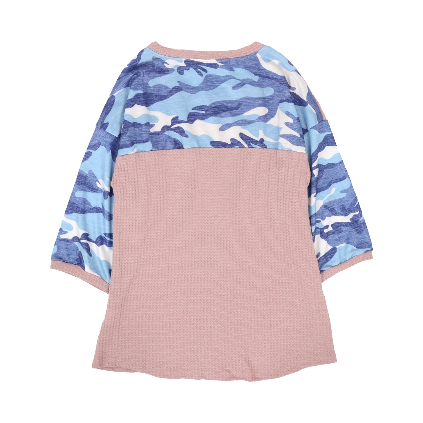 Camouflage Panel Waffle Knit Sweater