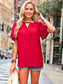 Keyhole Neck Front Eyelet Blouse