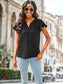 Split V Neck Flutter Sleeve Blouse