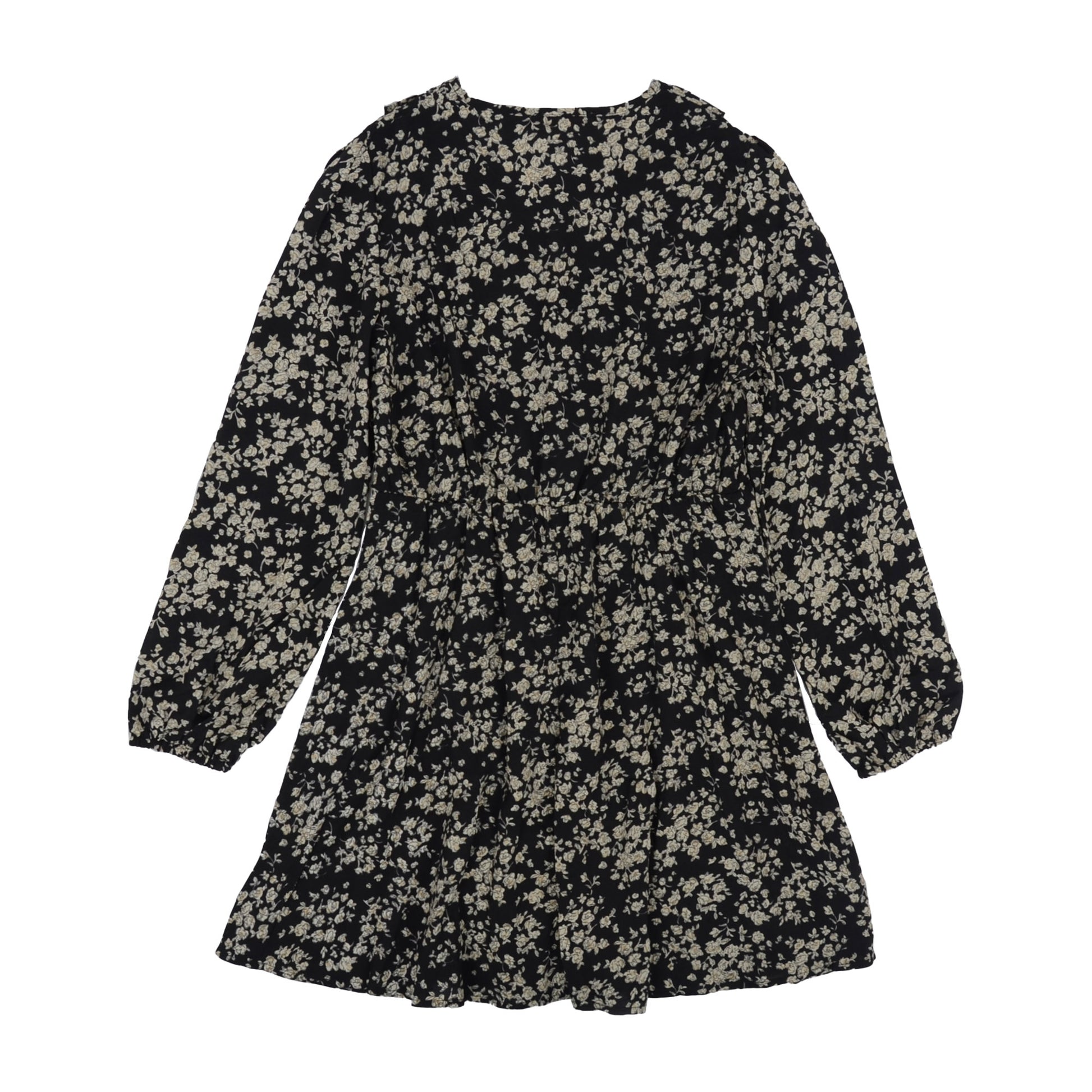 Anna-Kaci Floral Print V Neck Long Sleeve Ruffle Detail Dress for Women