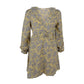 Anna-Kaci Floral Print V Neck Long Sleeve Ruffle Detail Dress for Women