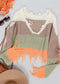 Tassel Frayed Hem Patterned Sweater