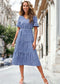 V Neck Gingham Tiered Dress