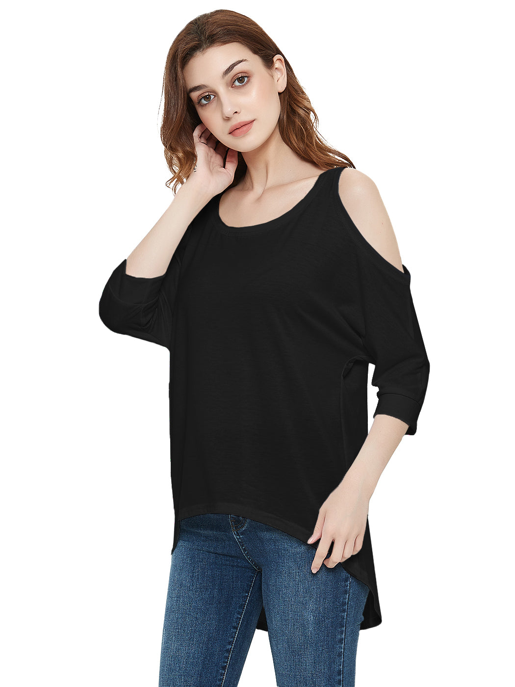 Shoulder Cut-Out Long T-Shirt