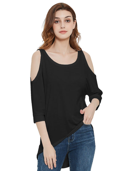 Shoulder Cut-Out Long T-Shirt