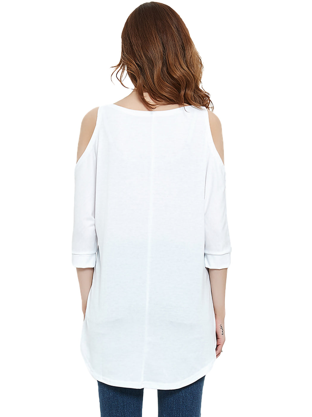 Shoulder Cut-Out Long T-Shirt