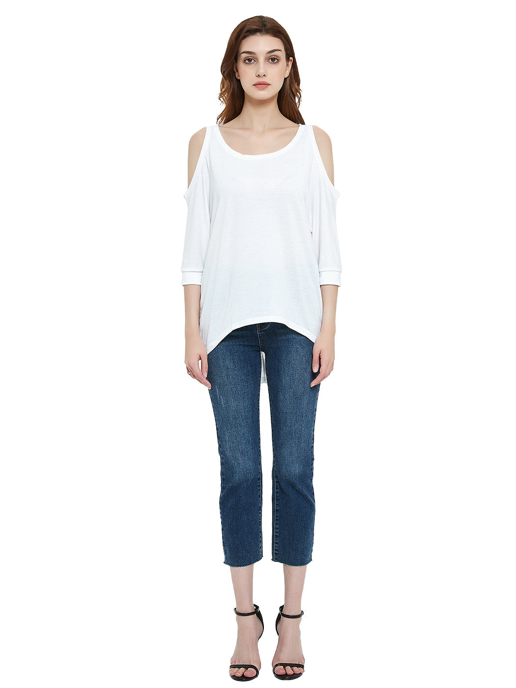 Shoulder Cut-Out Long T-Shirt