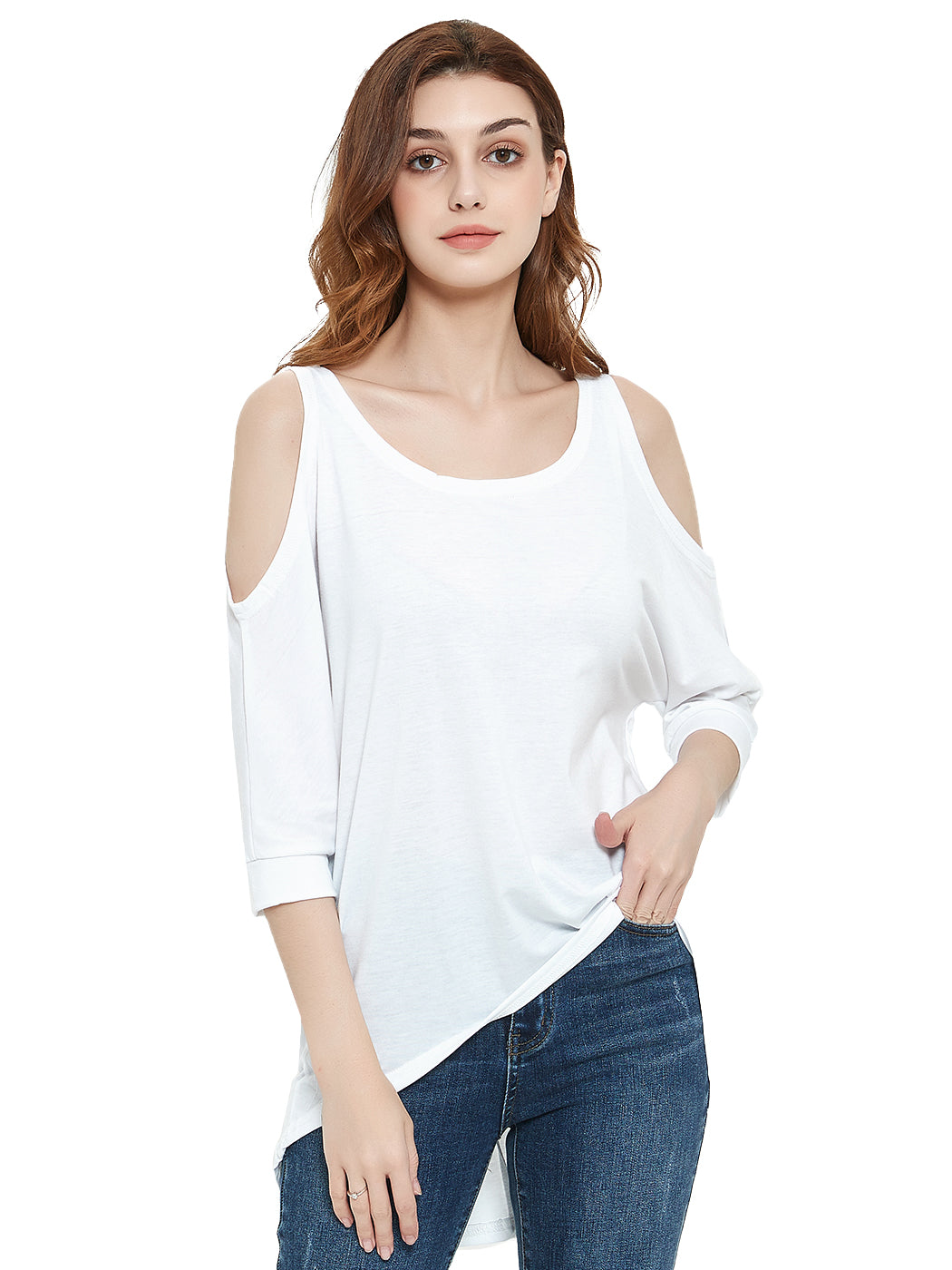 Shoulder Cut-Out Long T-Shirt